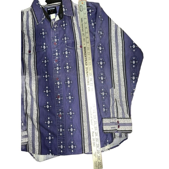 VTG FRONTIER SERIES Aztec STRIPED BRUSHPOPPER WESTERN SHIRT MEN'S XL  16-16.5 - Picture 2 of 4
